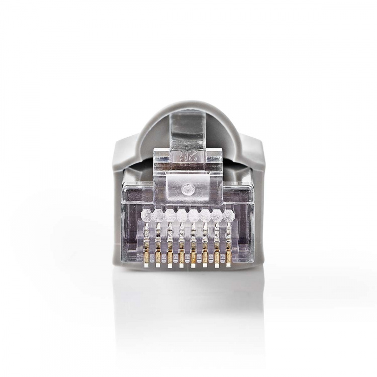 Nedis RJ45-stik | Han | Solid FTP CAT5e | Lige | Nikkelplateret | 10 stk. | Polycarbonate | Gennemsigtig / Grå | Box