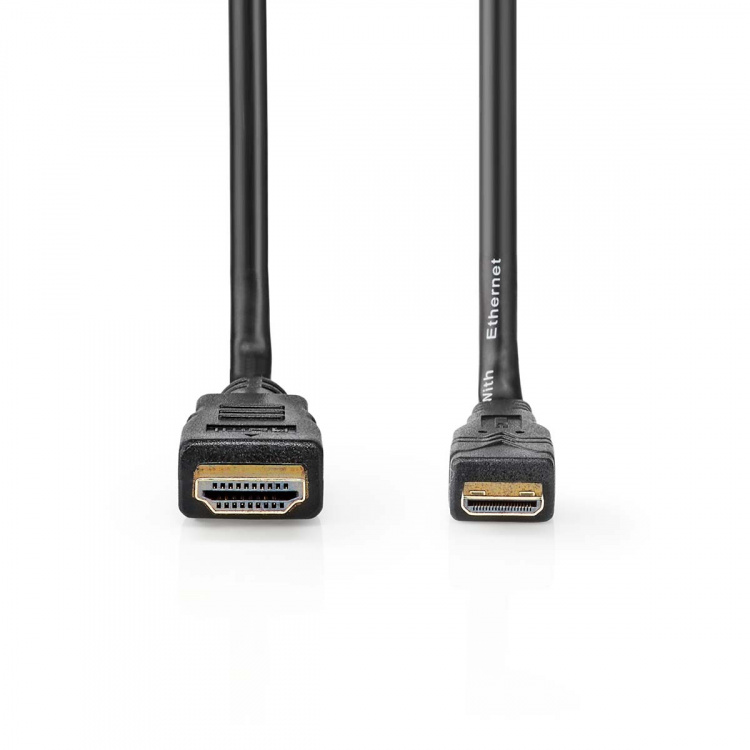 Nedis High Speed ​​HDMI ™ kabel med Ethernet | HDMI™ Stik | HDMI™ Mini-stik | 4K@30Hz | 10.2 Gbps | 2.00 m | Runde | PVC | Sort | Box
