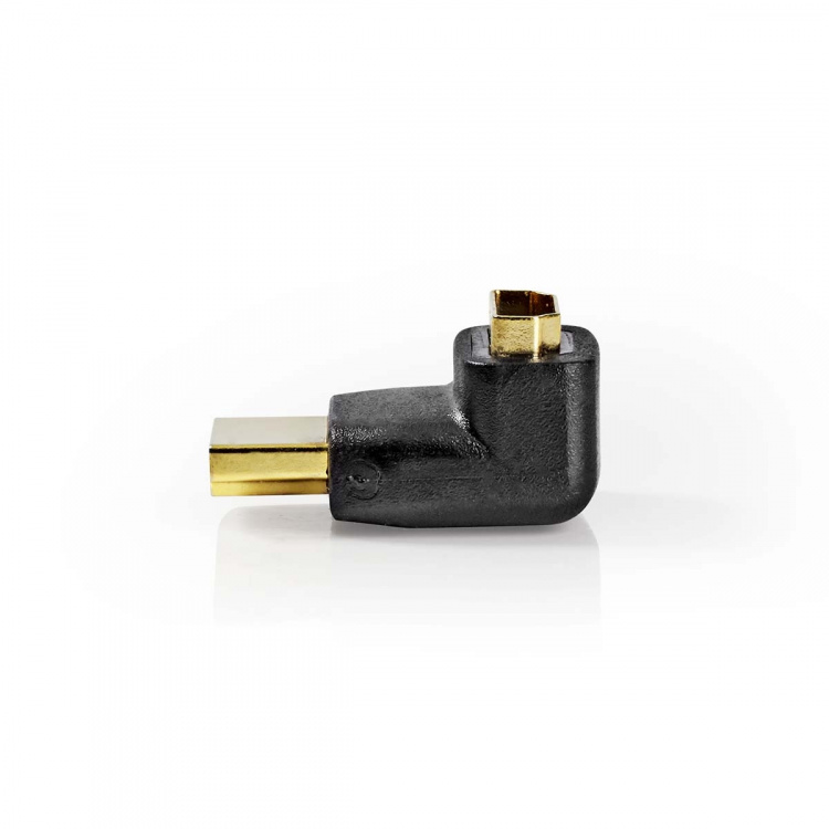 Nedis HDMI™ Adapter | HDMI™ Stik | HDMI ™ -udgang | Guldplateret | Vinkel 270° | ABS | Sort | 1 stk. | Box