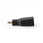Nedis HDMI™ Adapter | HDMI™ Micro-stik | HDMI ™ -udgang | Guldplateret | Lige | ABS | Sort | 1 stk. | Box