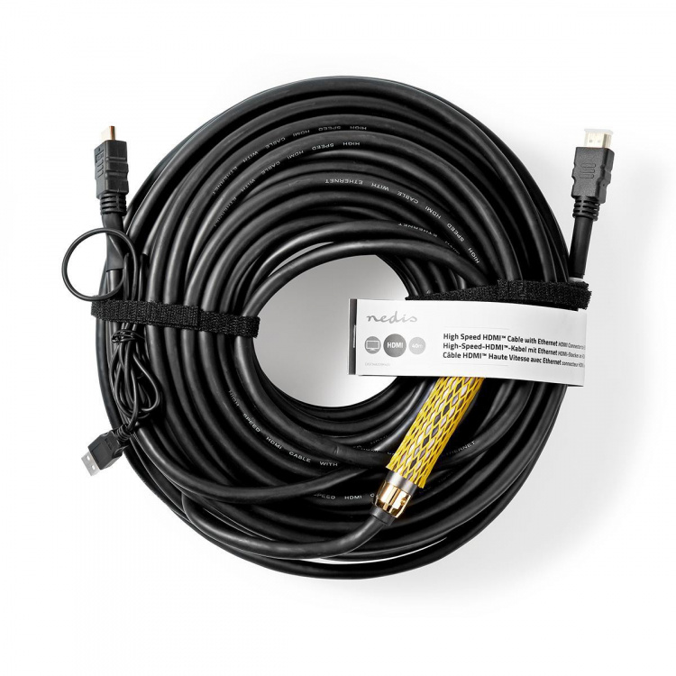 Nedis High Speed ​​HDMI ™ kabel med Ethernet | HDMI™ Stik | HDMI™ Stik | 4K@30Hz | 18 Gbps | 40.0 m | Runde | PVC | Sort | Mærke