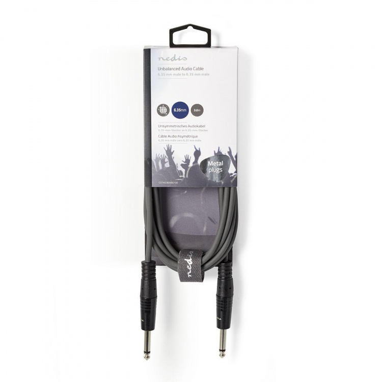 Nedis Stereo Audio kabel | 2x 6.35 mm Hanstik | 3.5 mm Hanstik | Nikkelplateret | 5.00 m | Runde | Mørkegrå | Kartonhylster