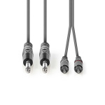 Nedis Stereo Audio kabel | 2x 6.35 mm Hanstik | 2x RCA Hanstik | Nikkelplateret | 1.50 m | Runde | Mørkegrå | Kartonhylster