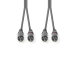Nedis Stereo Audio kabel | 2x RCA Hanstik | 2x RCA Hanstik | Nikkelplateret | 5.00 m | Runde | Mørkegrå | Kartonhylster