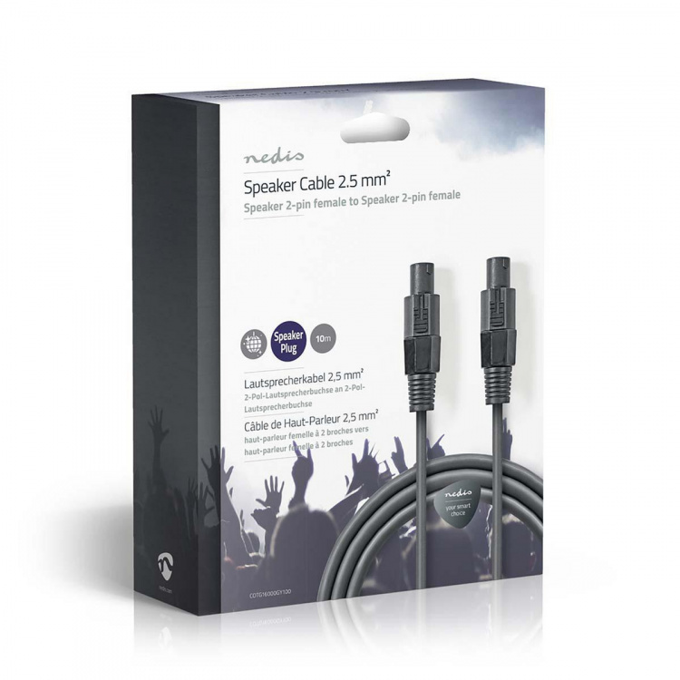 Nedis Højtaler Kabel | 48 x 0.20 mm | Kobber | 10.0 m | Runde | PVC | Mørkegrå | Gaveæske