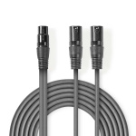 Nedis Balanceret Audio kabel | 2x XLR 3-Pin Hanstik | XLR 3-Pin Hun | Nikkelplateret | 1.50 m | Runde | PVC | Mørkegrå | Kartonhylster