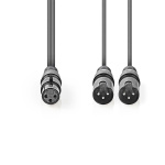 Nedis Balanceret Audio kabel | 2x XLR 3-Pin Hanstik | XLR 3-Pin Hun | Nikkelplateret | 1.50 m | Runde | PVC | Mørkegrå | Kartonhylster