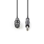 Nedis Balanceret Audio kabel | XLR 3-Pin Hun | 6.35 mm Hanstik | Nikkelplateret | 1.50 m | Runde | PVC | Mørkegrå | Kartonhylster