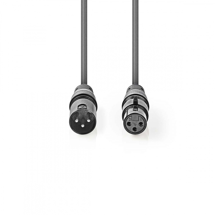 Nedis Balanceret Audio kabel | XLR 3-Pin Han | XLR 3-Pin Hun | Nikkelplateret | 10.0 m | Runde | PVC | Mørkegrå | Gaveæske