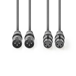 Nedis Balanceret Audio kabel | 2x XLR 3-Pin Hanstik | 2x XLR 3-Pin Hunstik | Nikkelplateret | 3.00 m | Runde | PVC | Mørkegrå | Kartonhylster