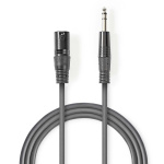 Nedis Balanceret Audio kabel | XLR 3-Pin Han | 6.35 mm Hanstik | Nikkelplateret | 1.50 m | Runde | PVC | Mørkegrå | Kartonhylster