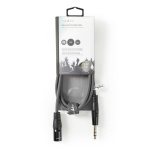 Nedis Balanceret Audio kabel | XLR 3-Pin Han | 6.35 mm Hanstik | Nikkelplateret | 1.50 m | Runde | PVC | Mørkegrå | Kartonhylster