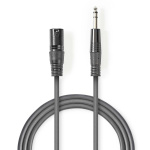 Nedis Balanceret Audio kabel | XLR 3-Pin Han | 6.35 mm Hanstik | Nikkelplateret | 5.00 m | Runde | PVC | Mørkegrå | Kartonhylster