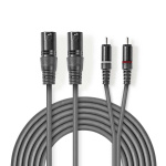 Nedis Balanceret Audio kabel | 2x XLR 3-Pin Hanstik | 2x RCA Hanstik | Nikkelplateret | 1.50 m | Runde | PVC | Mørkegrå | Kartonhylster