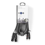 Nedis Balanceret Audio kabel | 2x XLR 3-Pin Hanstik | 2x RCA Hanstik | Nikkelplateret | 3.00 m | Runde | PVC | Mørkegrå | Kartonhylster