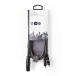 Nedis Balanceret Audio kabel | XLR 3-Pin Hun | 2x RCA Hanstik | Nikkelplateret | 1.50 m | Runde | PVC | Mørkegrå | Kartonhylster