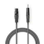 Nedis Balanceret Audio kabel | XLR 3-Pin Han | 3.5 mm Hanstik | Nikkelplateret | 1.50 m | Runde | PVC | Mørkegrå | Kartonhylster