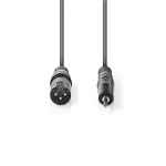 Nedis Balanceret Audio kabel | XLR 3-Pin Han | 3.5 mm Hanstik | Nikkelplateret | 1.50 m | Runde | PVC | Mørkegrå | Kartonhylster