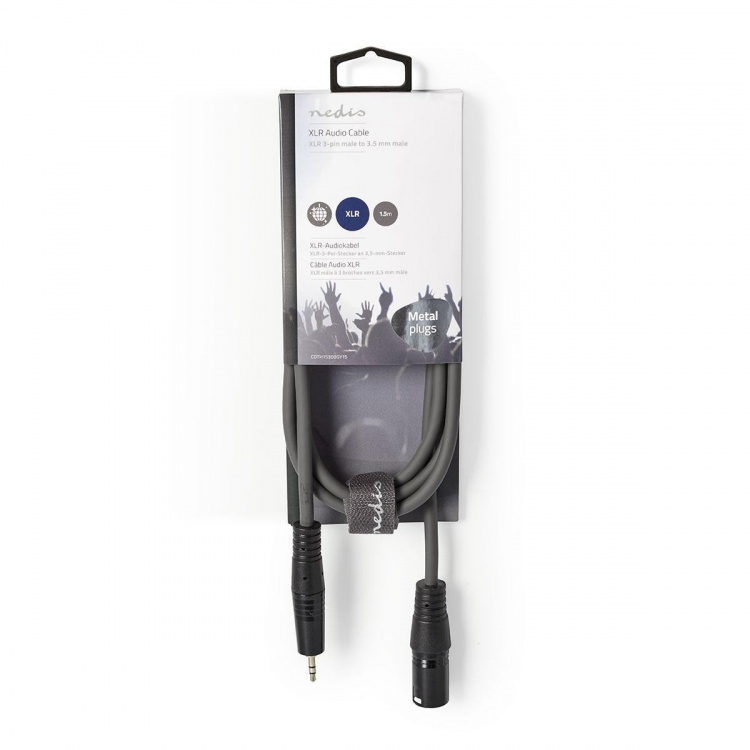Nedis Balanceret Audio kabel | XLR 3-Pin Han | 3.5 mm Hanstik | Nikkelplateret | 1.50 m | Runde | PVC | Mørkegrå | Kartonhylster
