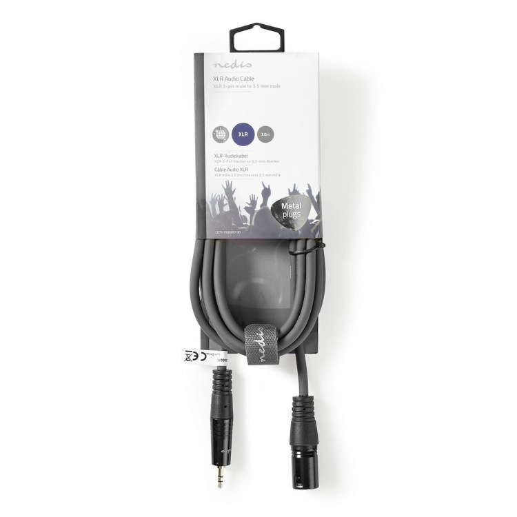 Nedis Balanceret Audio kabel | XLR 3-Pin Han | 3.5 mm Hanstik | Nikkelplateret | 3.00 m | Runde | PVC | Mørkegrå | Kartonhylster