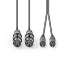 Nedis Balanceret Audio kabel | 2x XLR 3-Pin Hunstik | 2x RCA Hanstik | Nikkelplateret | 3.00 m | Runde | PVC | Mørkegrå | Kartonhylster