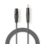 Nedis Balanceret Audio kabel | XLR 3-Pin Hun | 3.5 mm Hanstik | Nikkelplateret | 1.00 m | Runde | PVC | Mørkegrå | Kartonhylster