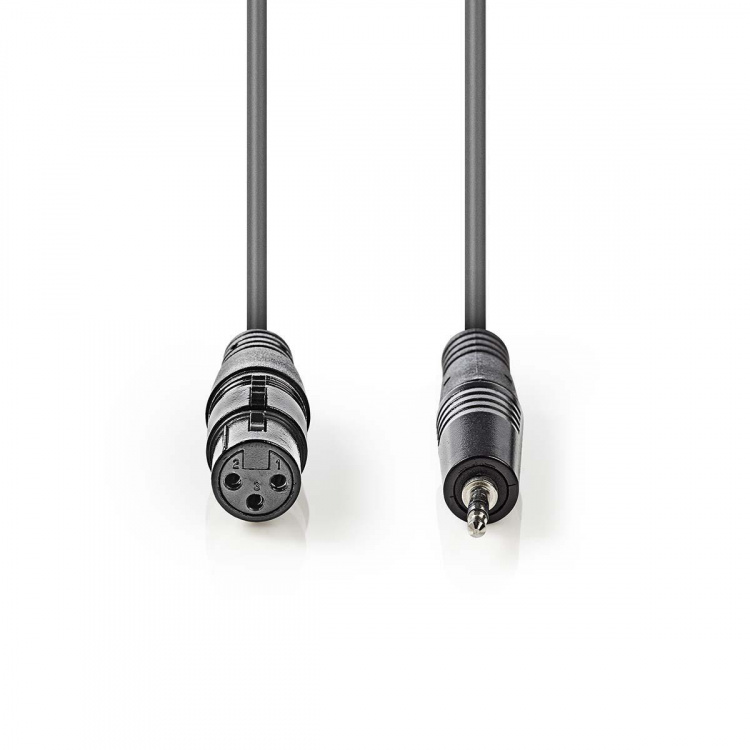 Nedis Balanceret Audio kabel | XLR 3-Pin Hun | 3.5 mm Hanstik | Nikkelplateret | 1.00 m | Runde | PVC | Mørkegrå | Kartonhylster