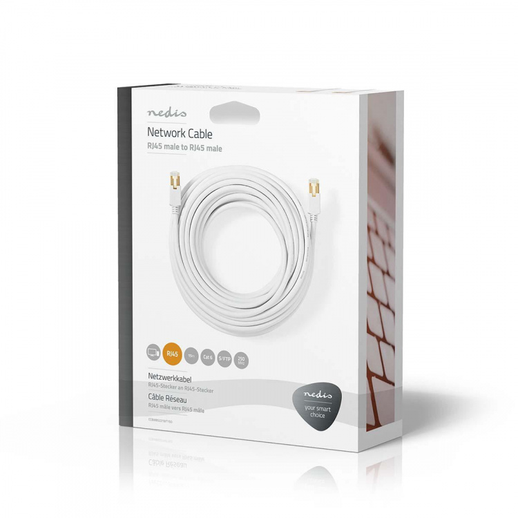 Nedis Kat 6 kabel | RJ45 Han | RJ45 Han | S/FTP | 15.0 m | Runde | LSZH / PVC | Hvid | Window Box