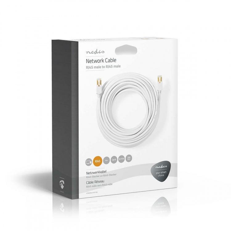 Nedis Kat 6 kabel | RJ45 Han | RJ45 Han | S/FTP | 15.0 m | Runde | LSZH / PVC | Hvid | Window Box