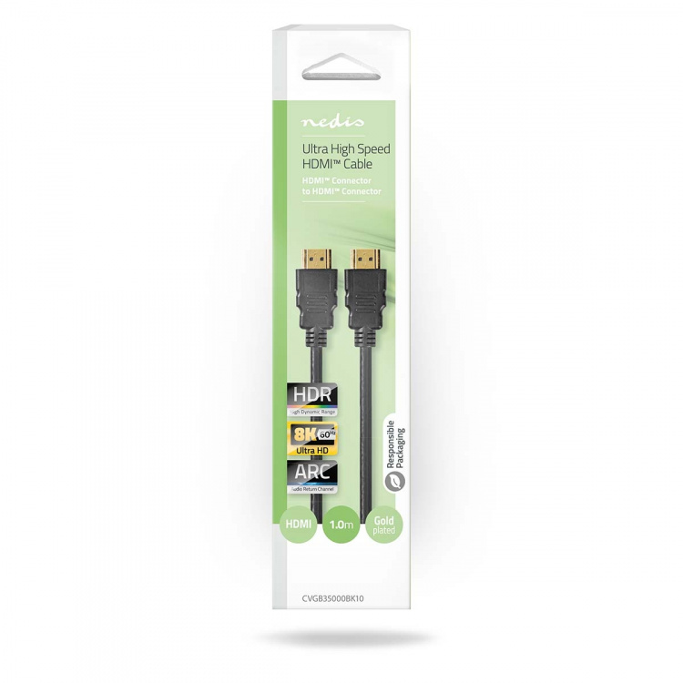 Nedis Ultra High Speed ​​HDMI ™ kabel | HDMI™ Stik | HDMI™ Stik | 8K@60Hz | 48 Gbps | 1.00 m | Runde | 6.0 mm | Sort | Box