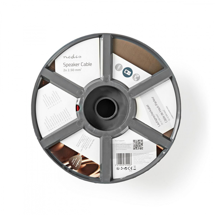 Nedis Højtaler Kabel | 2 x 2.50 mm² | Kobber | 100.0 m | Runde | PVC | Rød / Sort | Rulle