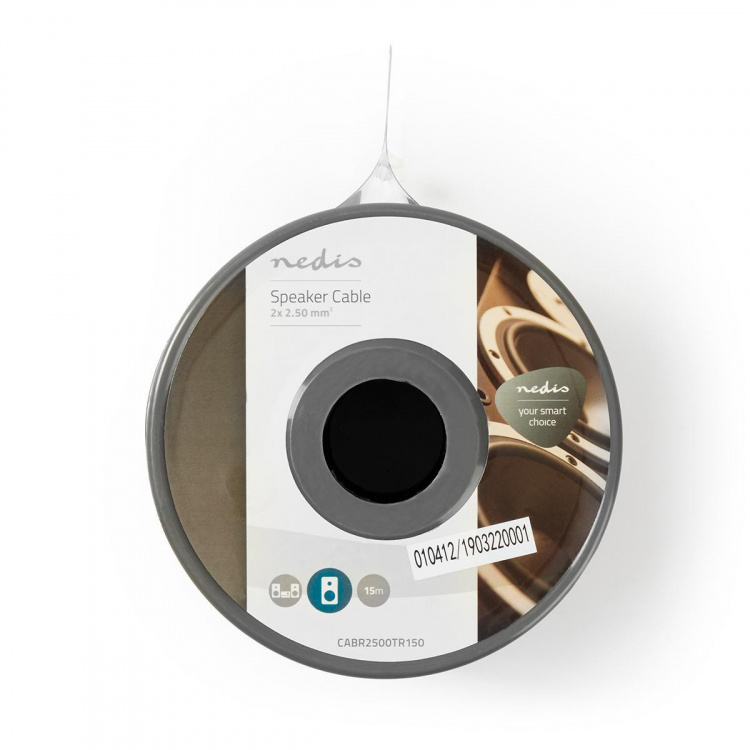 Nedis Højtaler Kabel | 2 x 2.50 mm² | Kobber | 15.0 m | Runde | PVC | Gennemsigtig | Rulle