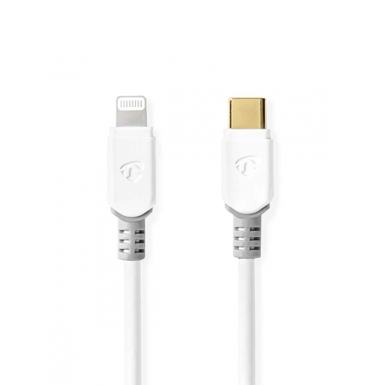 Nedis Lightning Kabel | USB 2.0 | Apple Lightning 8-pin | USB-C™ Han | 480 Mbps | Guldplateret | 1.00 m | Runde | PVC | Hvid | Box
