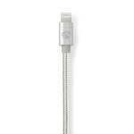 Nedis Lightning Kabel | USB 2.0 | Apple Lightning 8-pin | USB-C™ Han | 480 Mbps | Guldplateret | 1.00 m | Runde | Flettet / Nylon | Aluminium / Sølv | Cover Window Box