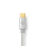 Nedis Lightning Kabel | USB 2.0 | Apple Lightning 8-pin | USB-C™ Han | 480 Mbps | Guldplateret | 1.00 m | Runde | Flettet / Nylon | Aluminium / Sølv | Cover Window Box