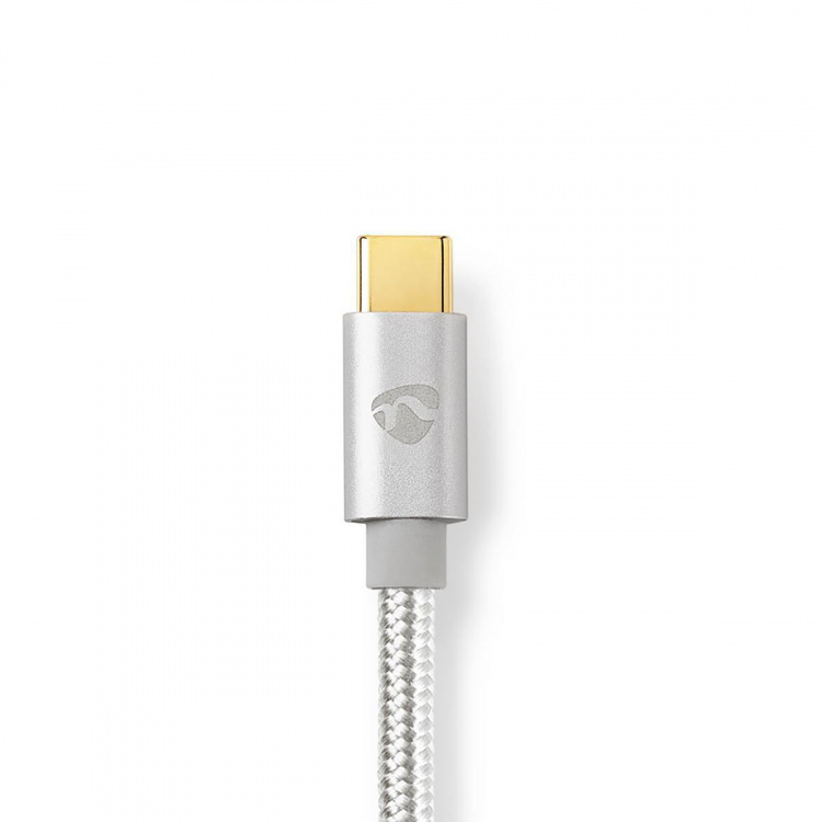 Nedis Lightning Kabel | USB 2.0 | Apple Lightning 8-pin | USB-C™ Han | 480 Mbps | Guldplateret | 1.00 m | Runde | Flettet / Nylon | Aluminium / Sølv | Cover Window Box