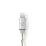 Nedis Lightning Kabel | USB 2.0 | Apple Lightning 8-pin | USB-C™ Han | 480 Mbps | Guldplateret | 1.00 m | Runde | Flettet / Nylon | Aluminium / Sølv | Cover Window Box
