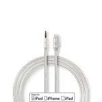 Nedis Lightning Adapter | Apple Lightning 8-pin | 3.5 mm Hanstik | Guldplateret | 1.00 m | Runde | Nylon | Cover Window Box
