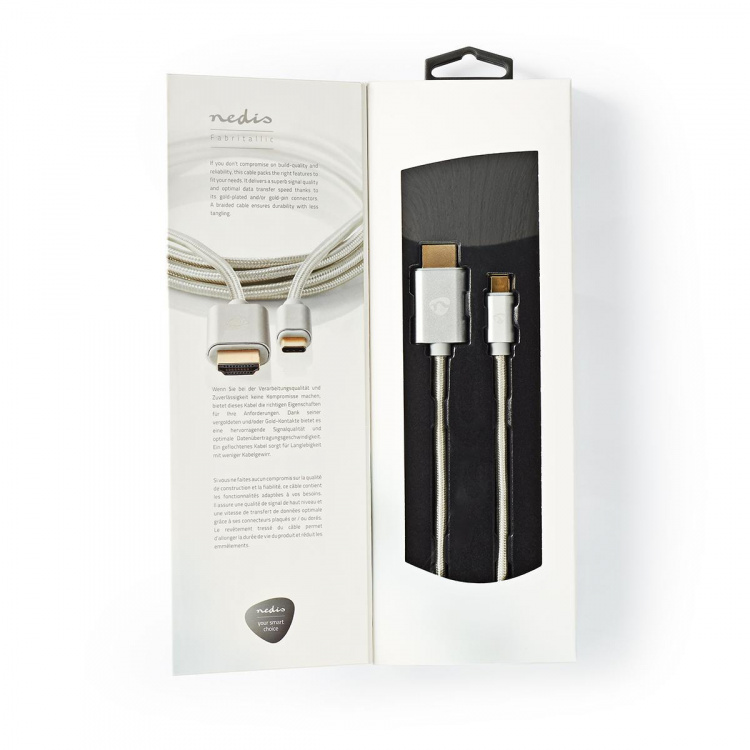 Nedis USB-C™ Adapter | USB 3.2 Gen 1 | USB-C™ Han | HDMI™ Stik | 4K@60Hz | 18 Gbps | 2.00 m | Runde | Guldplateret | Flettet / Nylon | Aluminium | Cover Window Box Nedis USB-C™ Adapter | USB 3.2 Gen 1 | USB-C™ Han | HDMI™ Stik | 4K@60Hz | 18 Gbps | 2.00 m | Runde | Guldplateret | Flettet / Nylon | Aluminium | Cover Window Box