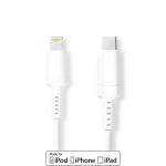 Nedis Lightning Kabel | USB 2.0 | Apple Lightning 8-pin | USB-C™ Han | 480 Mbps | Nikkelplateret | 1.00 m | Runde | PVC | Hvid | Box