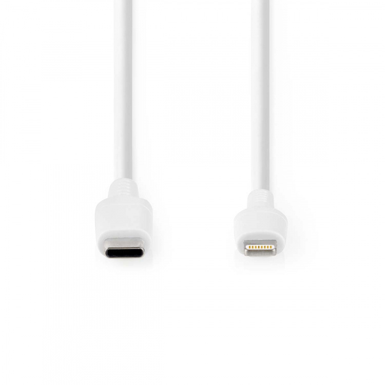 Nedis Lightning Kabel | USB 2.0 | Apple Lightning 8-pin | USB-C™ Han | 480 Mbps | Nikkelplateret | 2.00 m | Runde | PVC | Hvid | Box