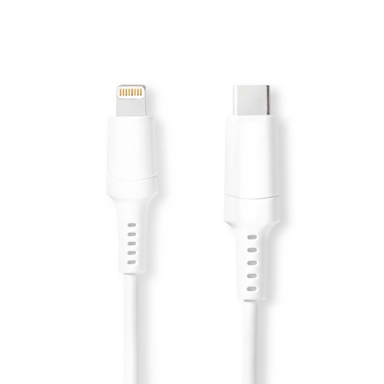 Nedis Lightning Kabel | USB 2.0 | Apple Lightning 8-pin | USB-C™ Han | 480 Mbps | Nikkelplateret | 2.00 m | Runde | PVC | Hvid | Box