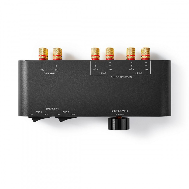 Nedis Højttaler kontrolboks | 2-Port port(s) | Banan | Højttalerimpedans: 4-16 Ohm | Maksimal Belastning pr. Kanal: 60 W | Volumenkontrol | Aluminium | Sort