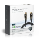 Nedis Aktiv Optisk High Speed ​​HDMI-kabel med Ethernet | HDMI™ Stik | HDMI™ Stik | 4K@60Hz | 18 Gbps | 15.0 m | Runde | PVC | Sort | Gaveæske