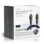 Nedis Aktiv Optisk High Speed ​​HDMI-kabel med Ethernet | HDMI™ Stik | HDMI™ Stik | 4K@60Hz | 18 Gbps | 50.0 m | Runde | PVC | Sort | Gaveæske