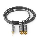 Nedis Stereo Audio kabel | 3.5 mm Hanstik | 2x RCA Hanstik | Guldplateret | 1.00 m | Runde | Grå / Gun Metal Grå | Cover Window Box