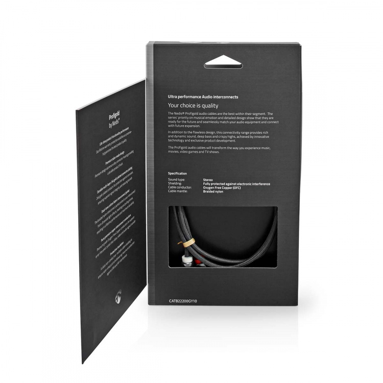 Nedis Stereo Audio kabel | 3.5 mm Hanstik | 2x RCA Hanstik | Guldplateret | 1.00 m | Runde | Grå / Gun Metal Grå | Cover Window Box