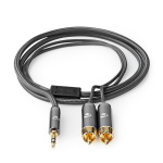 Nedis Stereo Audio kabel | 3.5 mm Hanstik | 2x RCA Hanstik | Guldplateret | 2.00 m | Runde | Grå / Gun Metal Grå | Cover Window Box