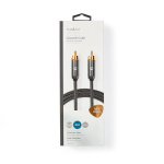 Nedis Subwoofer kabel | RCA Hanstik | RCA Hanstik | Guldplateret | 3.00 m | Runde | 4.5 mm | Antracit / Gun Metal Grå | Cover Box