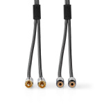 Nedis Stereo Audio kabel | 2x RCA Hanstik | 2x RCA Hun | Guldplateret | 5.00 m | Runde | Grå / Gun Metal Grå | Cover Window Box